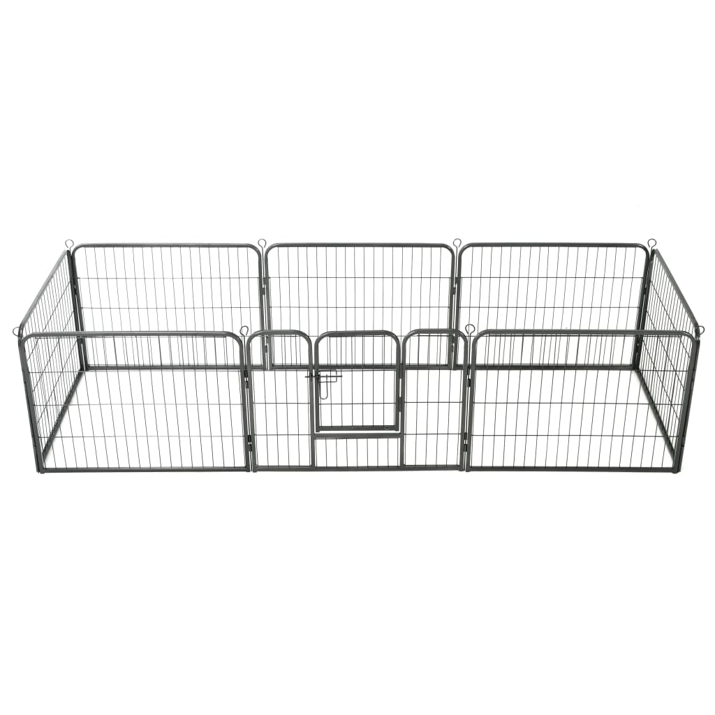 NNEVL Dog Playpen 8 Panels Steel 80x60 cm Black-0