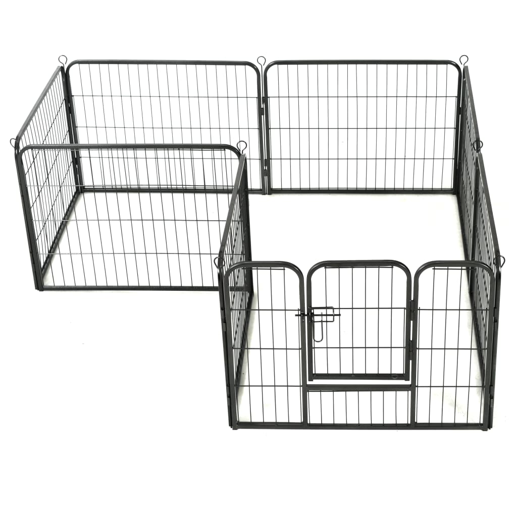 NNEVL Dog Playpen 8 Panels Steel 80x60 cm Black-1