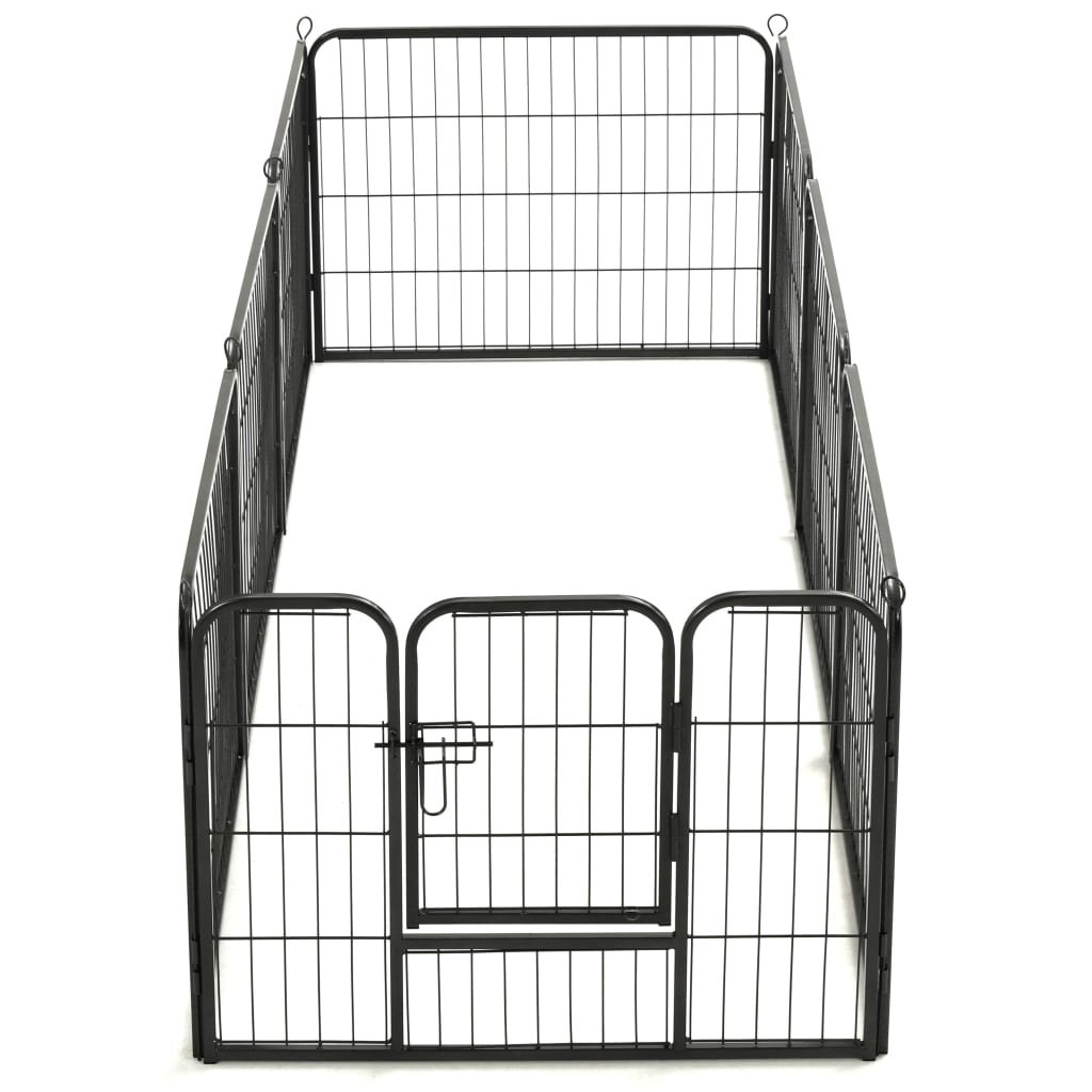 NNEVL Dog Playpen 8 Panels Steel 80x60 cm Black-4