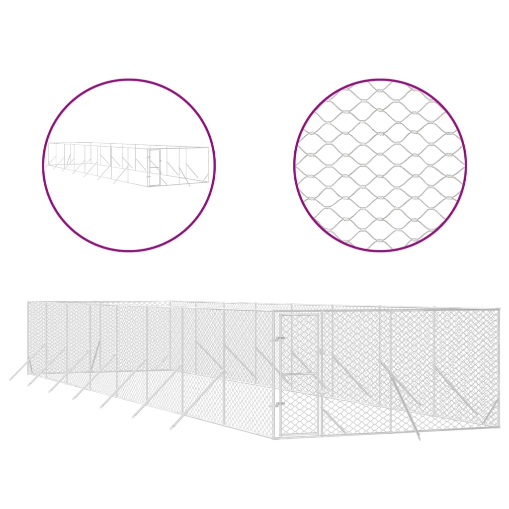 NNEVL Outdoor Dog Kennel Silver 4x16x2 m Galvanised Steel-1