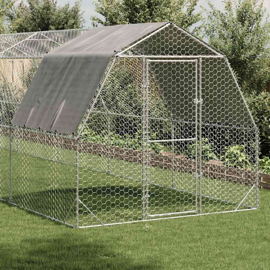 NNEVL Chicken Run with Roof 2.5x10x2.25 m Galvanised Steel-1