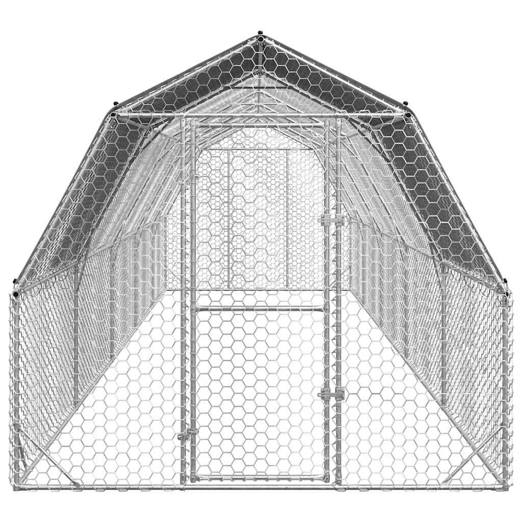 NNEVL Chicken Run with Roof 2.5x10x2.25 m Galvanised Steel-2