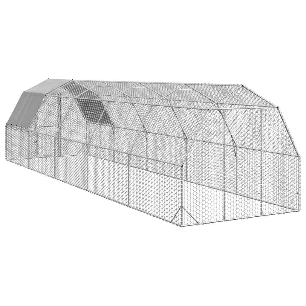 NNEVL Chicken Run with Roof 2.5x10x2.25 m Galvanised Steel-4
