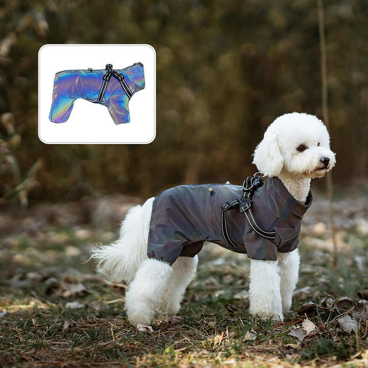 NNEDSZ XXL Laser Adjustable Waterproof Reflective Dog Raincoat with Harness Design-1