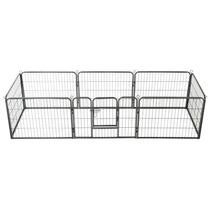 NNEVL Dog Playpen 8 Panels Steel 80x60 cm Black-0