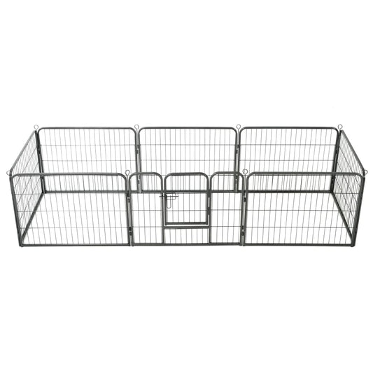 NNEVL Dog Playpen 8 Panels Steel 80x60 cm Black-0