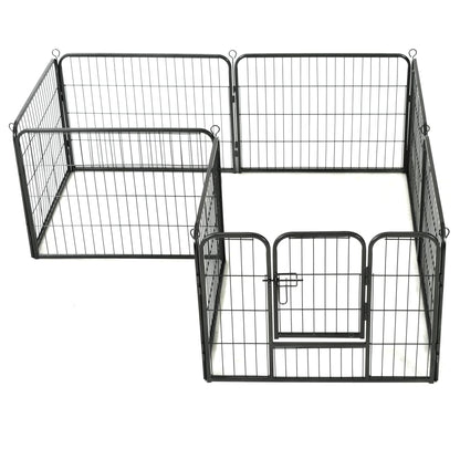 NNEVL Dog Playpen 8 Panels Steel 80x60 cm Black-1