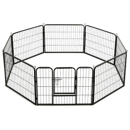 NNEVL Dog Playpen 8 Panels Steel 80x60 cm Black-2