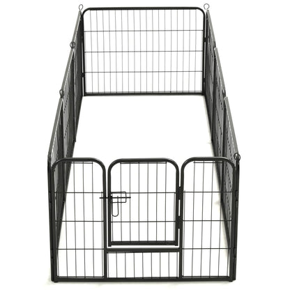 NNEVL Dog Playpen 8 Panels Steel 80x60 cm Black-4