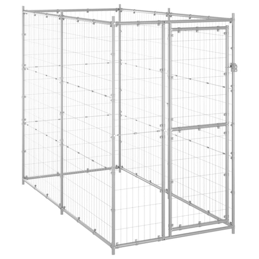 NNEVL Outdoor Dog Kennel Galvanised Steel 110x220x180 cm-0