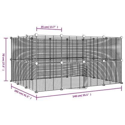 NNEVL 28-Panel Pet Cage with Door Black 35x35 cm Steel-3