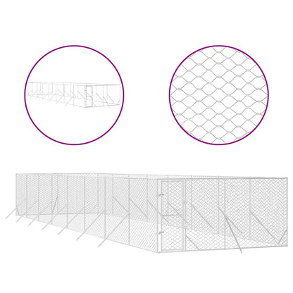 NNEVL Outdoor Dog Kennel Silver 4x16x2 m Galvanised Steel-1