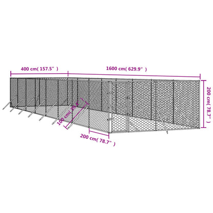 NNEVL Outdoor Dog Kennel Silver 4x16x2 m Galvanised Steel-3