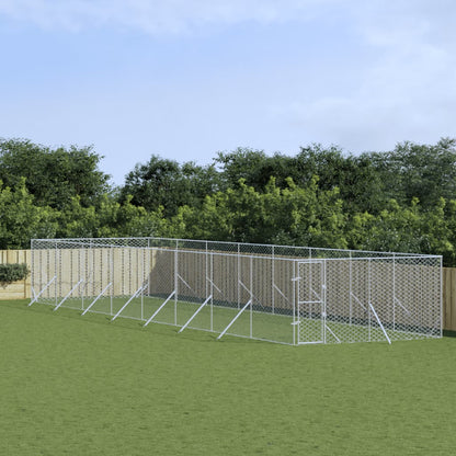NNEVL Outdoor Dog Kennel Silver 4x16x2 m Galvanised Steel-0