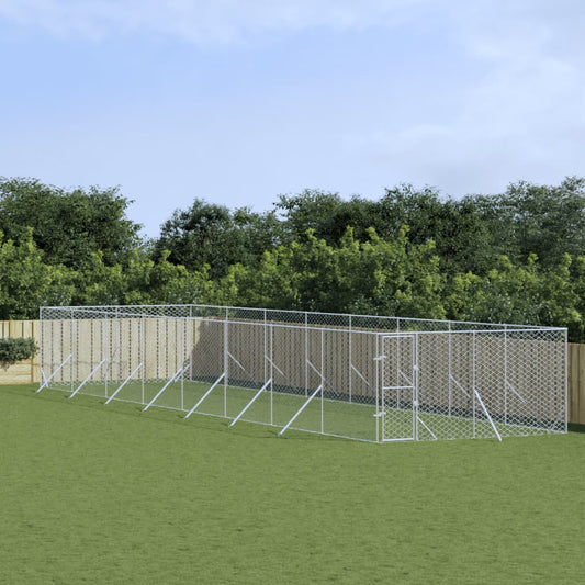 NNEVL Outdoor Dog Kennel Silver 4x16x2 m Galvanised Steel-0