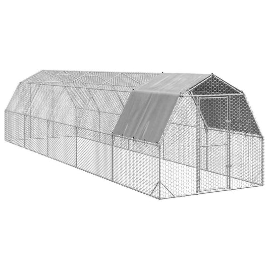 NNEVL Chicken Run with Roof 2.5x10x2.25 m Galvanised Steel-0