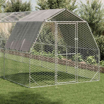 NNEVL Chicken Run with Roof 2.5x10x2.25 m Galvanised Steel-1