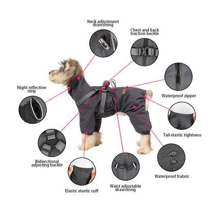NNEDSZ XXL Laser Adjustable Waterproof Reflective Dog Raincoat with Harness Design-2